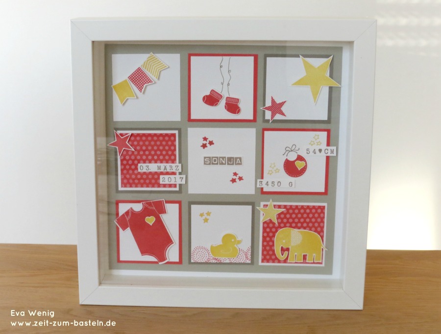 RIBBA Bilderrahmen gestaltet zur Geburt- Baby-Collage -Stampin up