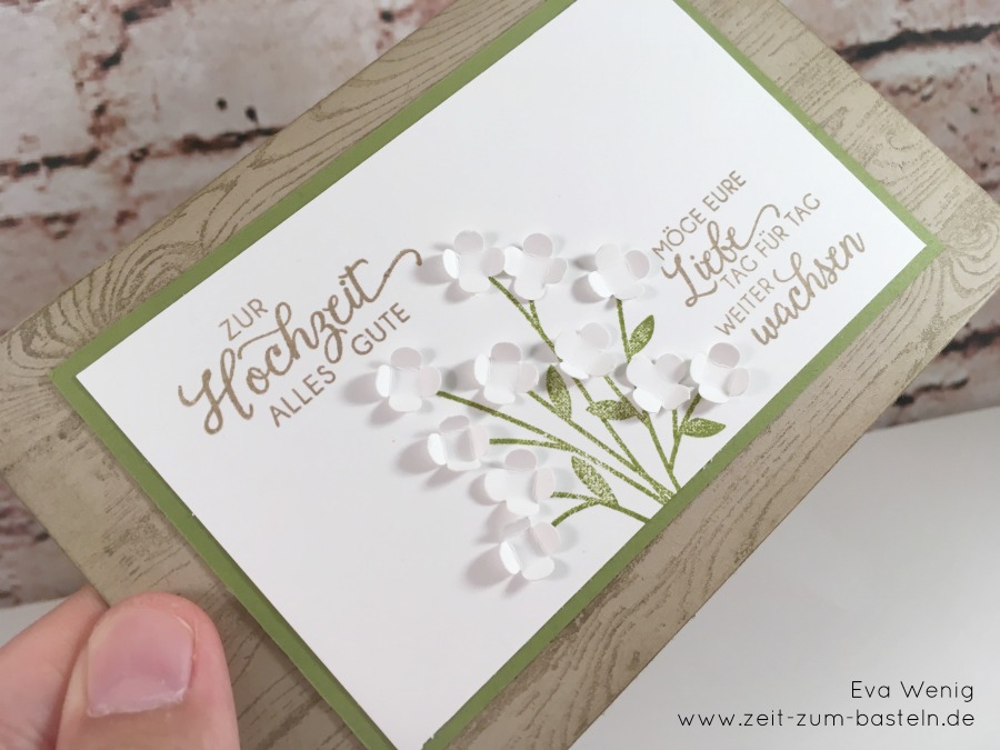 www.zeit-zum-basteln.de - Karte zur Hochzeit mit einem weißen Blumenstrauß - Blüten des Augenblicks (Stampin Up)