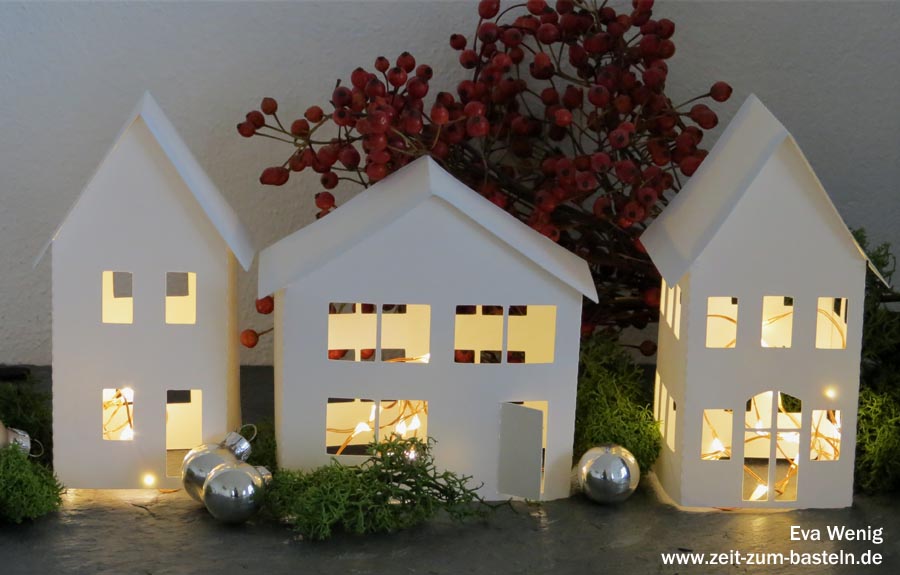 Freebie - süße Leuchtdeko - Häuser mit Vorlage als PDF oder free SVG - www.zeit-zum-basteln.de