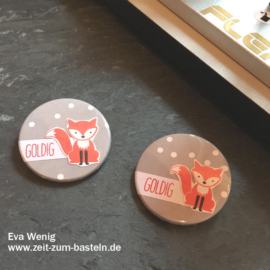 süße Buttons für Kinder mit Fuchs - Stampin up - www.zeit-zum-basteln.de