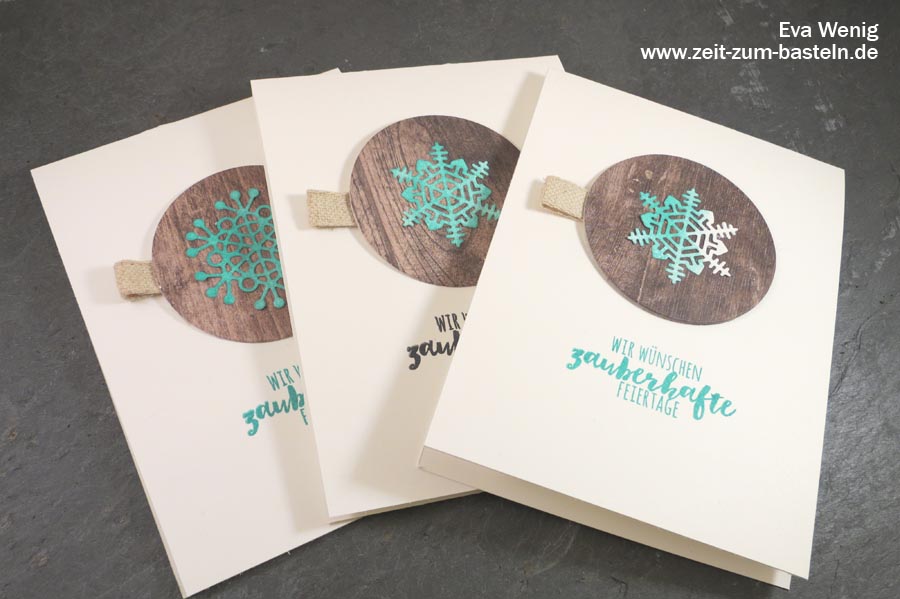 Winterliches Kartenset mit Schneeflocken aus 'Aus jeder Jahreszeit' Stampin Up - www.zeit-zum-basteln.de