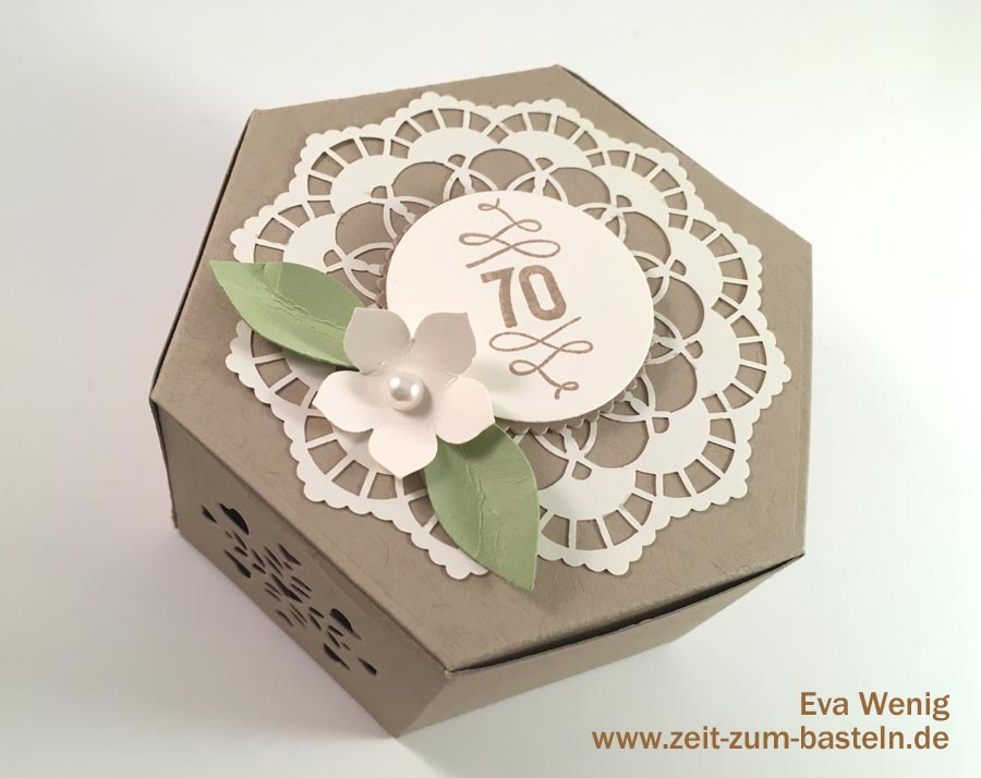 Vintage Geschenkset zum 70sten Geburtstag - Karte und Schachtel zum runden Geburtstag - Stampin Up Fensterschachtel - www.zeit-zum-basteln.de