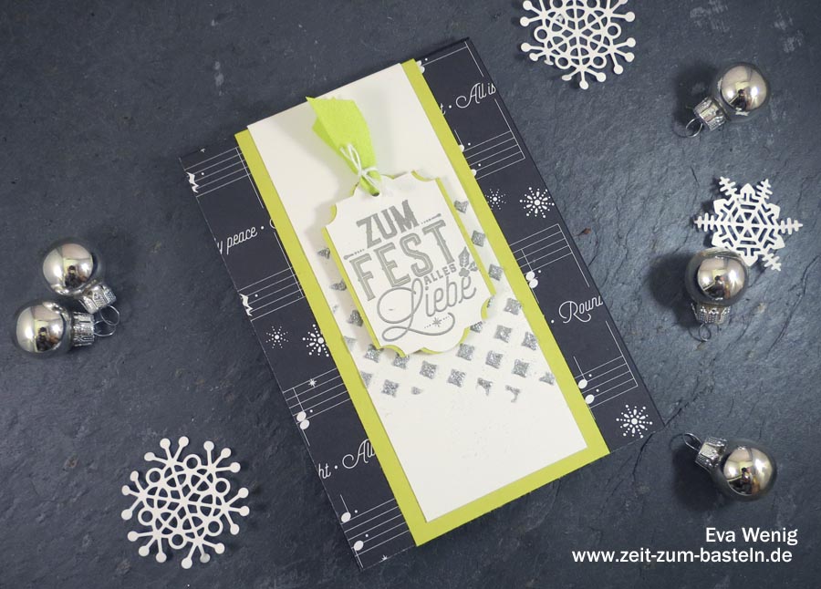 Weihnachtliche Karte mit Strukturpaste und Embossingpulver - Stampin Up (Weihnachtliche Etiketten) - www.zeit-zum-basteln.de