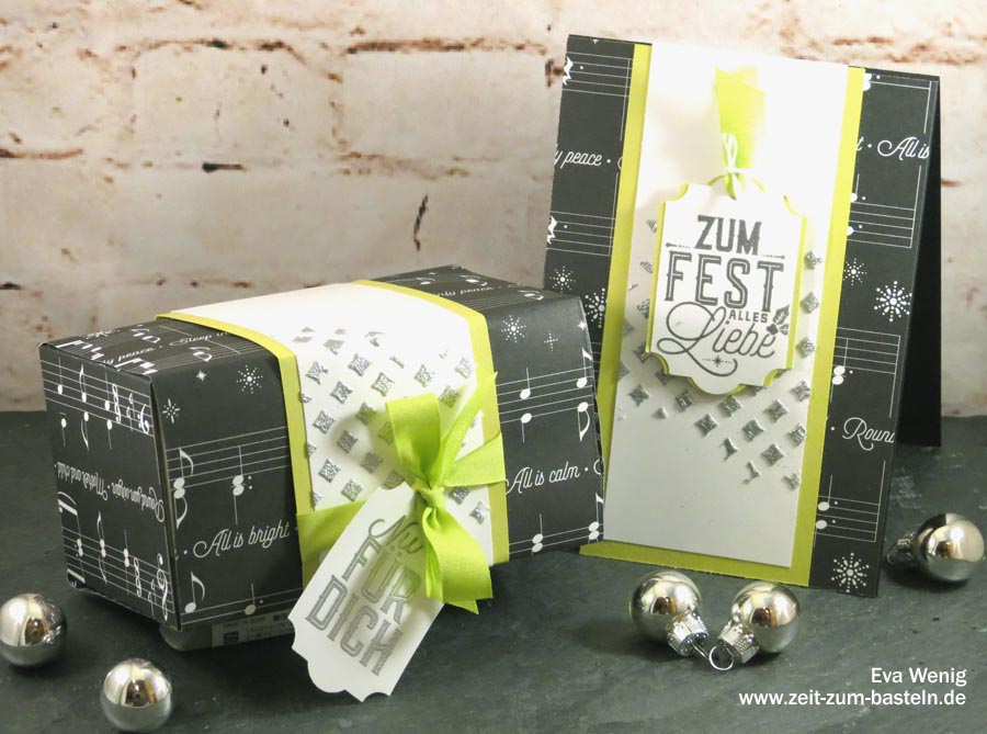 Karte & Box Weihnachtslieder - Stampin Up (Weihnachtliche Etiketten) - www.zeit-zum-basteln.de