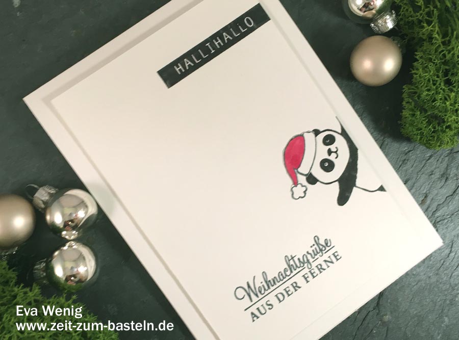 Weihnachtskarte mit Party-Pandas - (Stampin up) - www.zeit-zum-basteln.de 