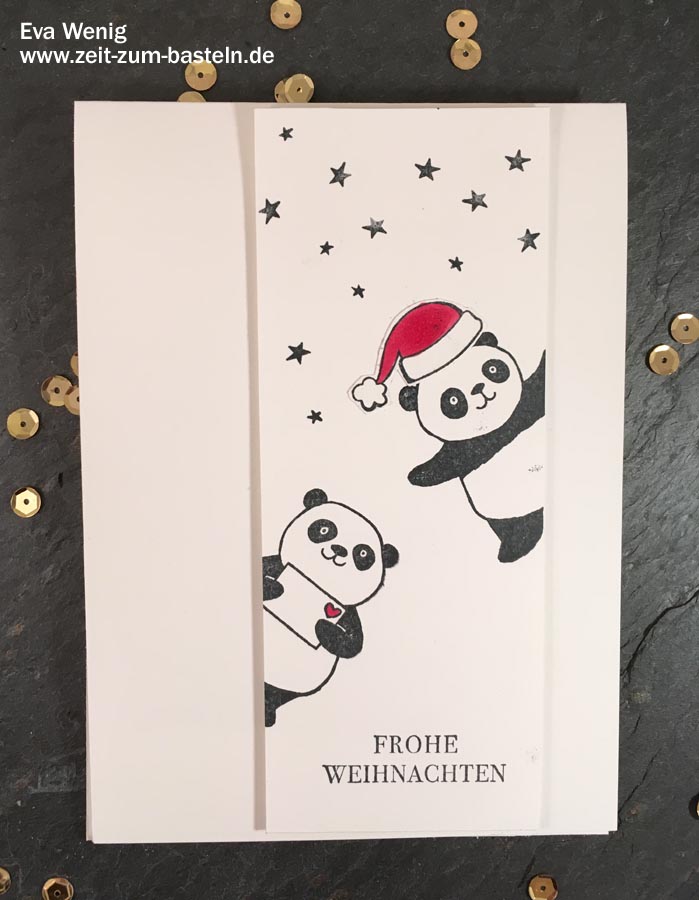 Weihnachtskarte mit Party-Pandas - (Stampin up) - www.zeit-zum-basteln.de 