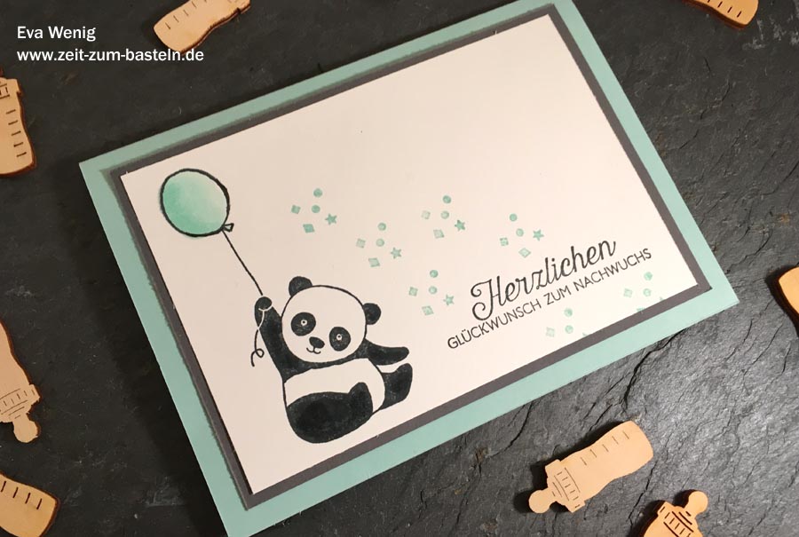 Eine schnelle Baby-Karte mit den Party-Pandas - Stampin up - www.zeit-zum-basteln.de