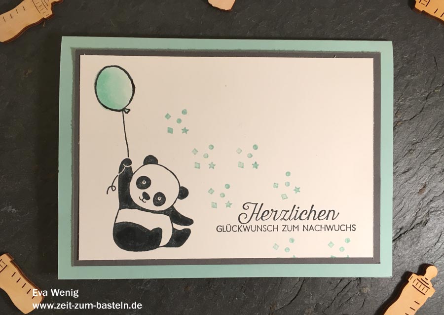 Eine schnelle Baby-Karte mit den Party-Pandas - Stampin up - www.zeit-zum-basteln.de