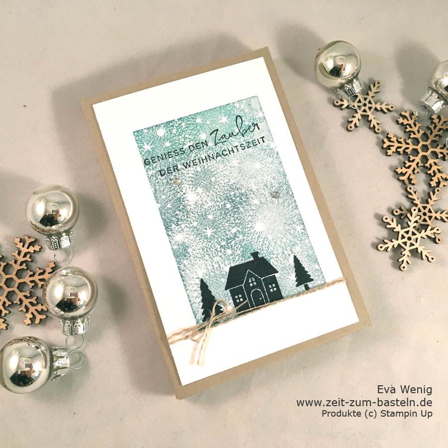 Adventskalender To-Go sind schnell gestaltet, hier mit Bokeh Dots und Weihnachten daheim (Stampin Up) - www.zeit-zum-basteln.de