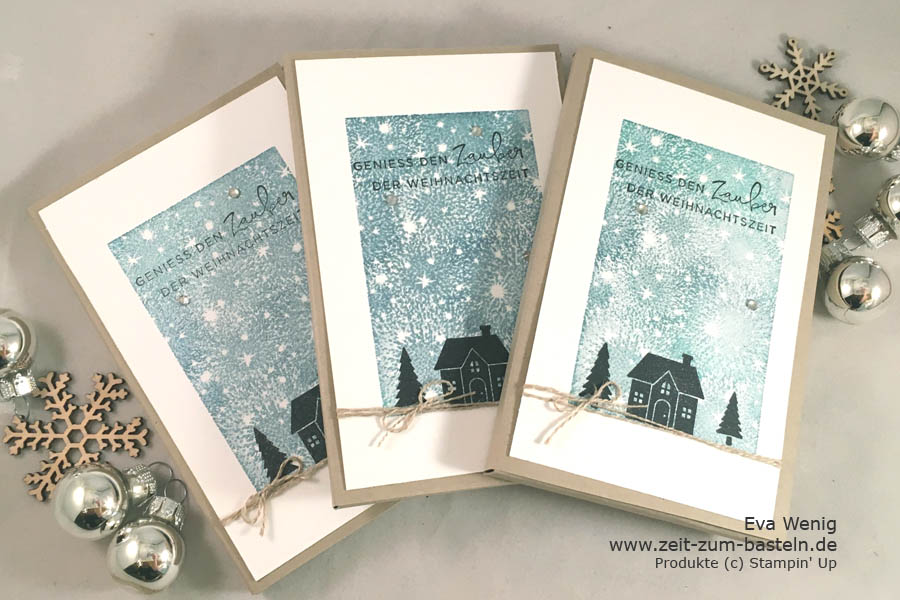 Adventskalender To-Go sind schnell gestaltet, hier mit Bokeh Dots und Weihnachten daheim (Stampin Up) - www.zeit-zum-basteln.de