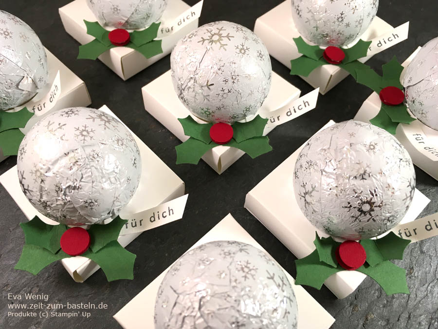 Milka Snowballs als weihnachtliche Tischgeschenke - Stampin Up  - www.zeit-zum-basteln.de