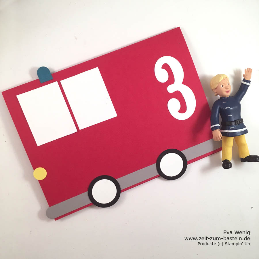 Mein kleiner Feuerwehrmann wird 3 und dazu gibt es eine passende Geburtstagskarte - www.zeit-zum-basteln.de