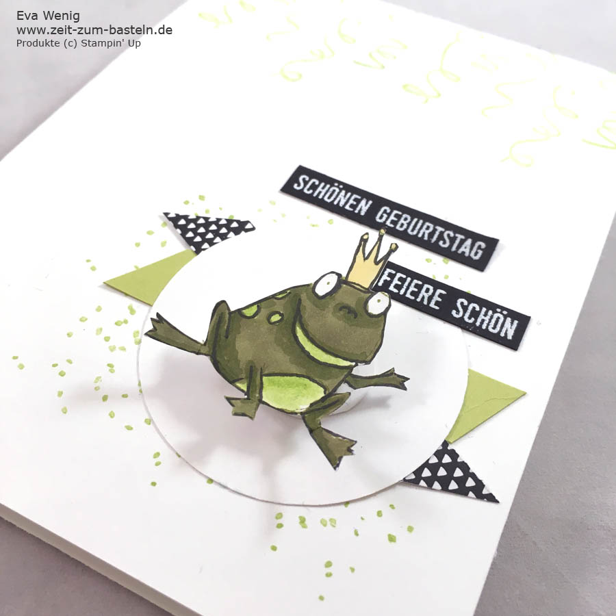 Wackelkarte Froschkönig für den fröhlichen Geburtstag! - Stampin Up - www.zeit-zum-basteln.de