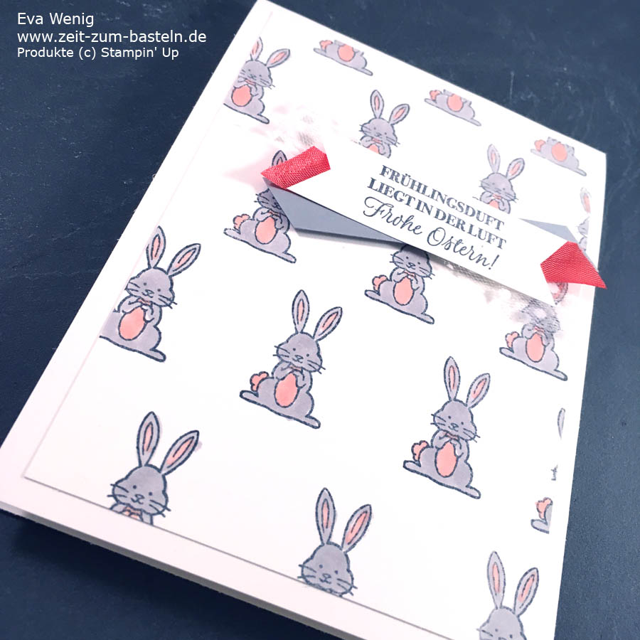 Ein CASE von Stesha Bloodhart - eine schöne Idee einen Hasenhintergrund zu machen. Koloriert sind sie mit Stampin Blends - Hasengrüße von Stampin Up - www.zeit-zum-basteln.d