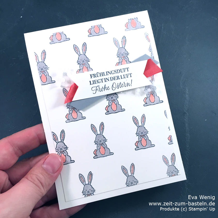 Ein CASE von Stesha Bloodhart - eine schöne Idee einen Hasenhintergrund zu machen. Koloriert sind sie mit Stampin Blends - Hasengrüße von Stampin Up - www.zeit-zum-basteln.de