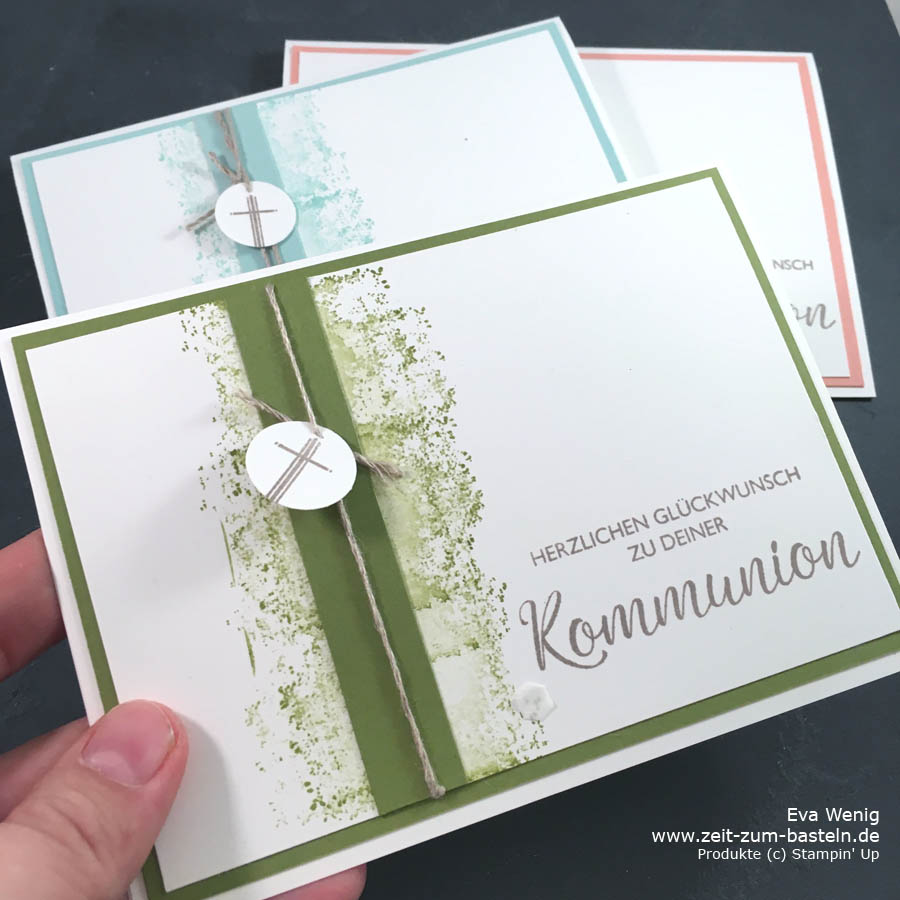 Ein Set an Kommunionskarten, inspiriert von Bastelglanz - Stampin Up - www.zeit-zum-basteln.de