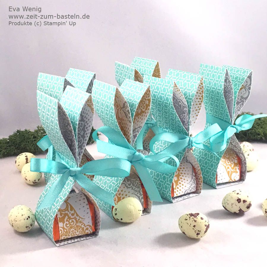 Süße Osterhäschen als Gastgeschenk zu Ostern mit Ferrero Küsschen - Stampin Up - www.zeit-zum-basteln.de