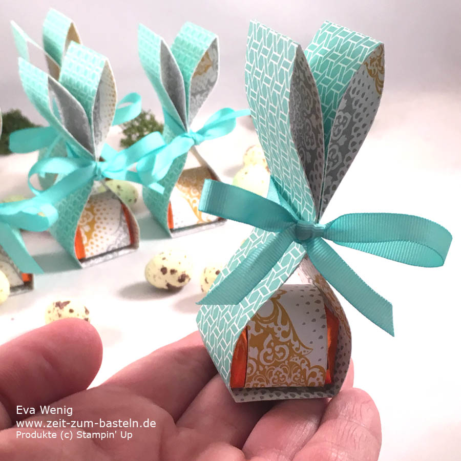 Süße Osterhäschen als Gastgeschenk zu Ostern mit Ferrero Küsschen - Stampin Up - www.zeit-zum-basteln.de