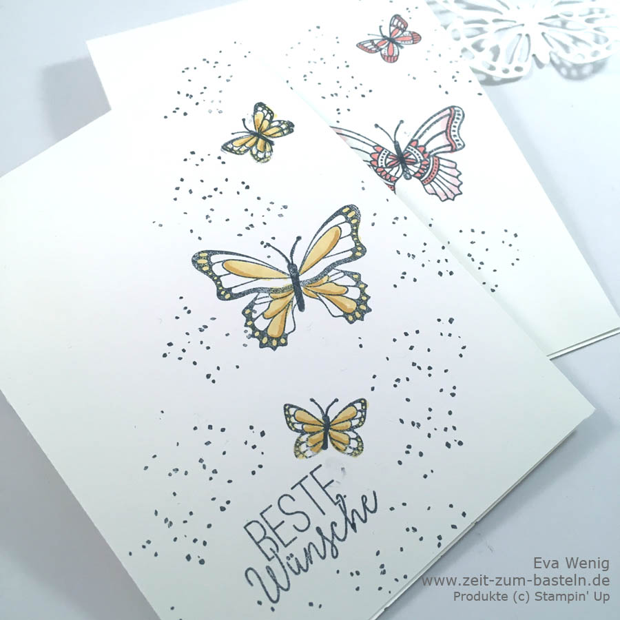 Clean & Simpel Geburtstagskarte mit Schmetterlingsgruß und Birthday Backrounds - Stampin Up - www.zeit-zum-basteln.de