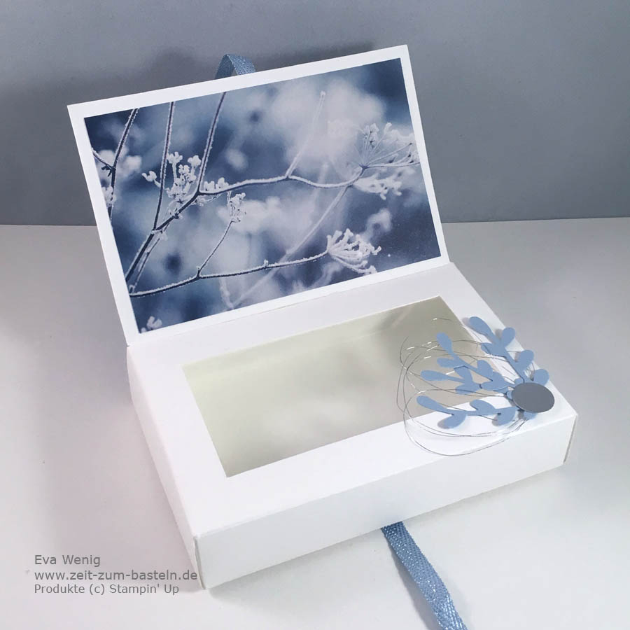 Winterliches Set aus Box und Karte mit dem Designerpapier Winterzauber von Stampin Up - www.zeit-zum-basteln.de