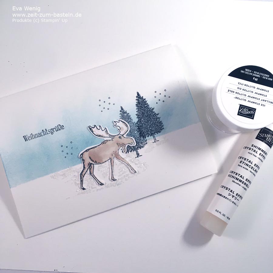 Elch in Glitzerlandschaft - Crlystal Effects und Glitter Eis