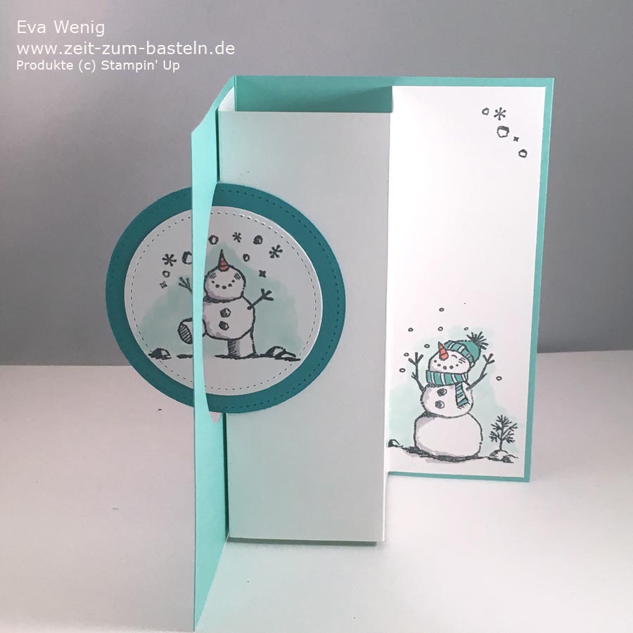 Pop-Up Drehkarte mit Frostige Grüße von Stampin Up