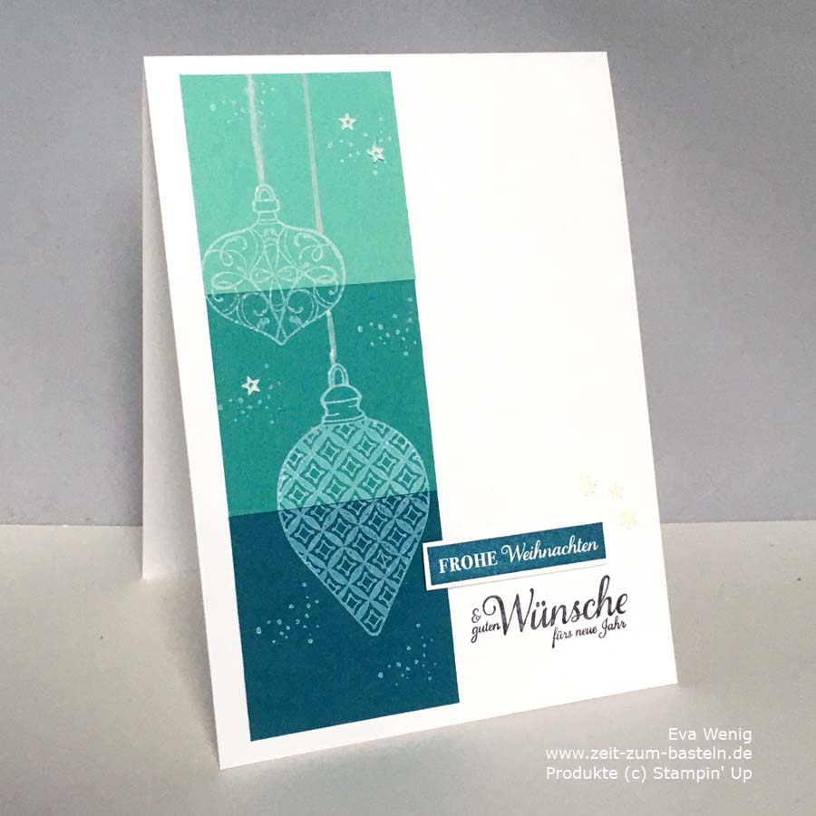 Restkarte mit weißer Crafttinte - Weihnachtskugeln im Festtagsglanz von Stampin Up