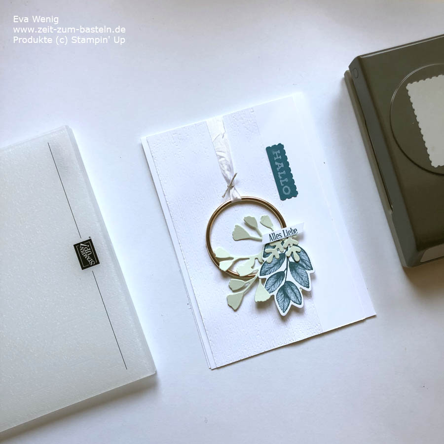 Ewiges Grün mit pfauengrün, dazu ein Hoop, alles von Stampin Up