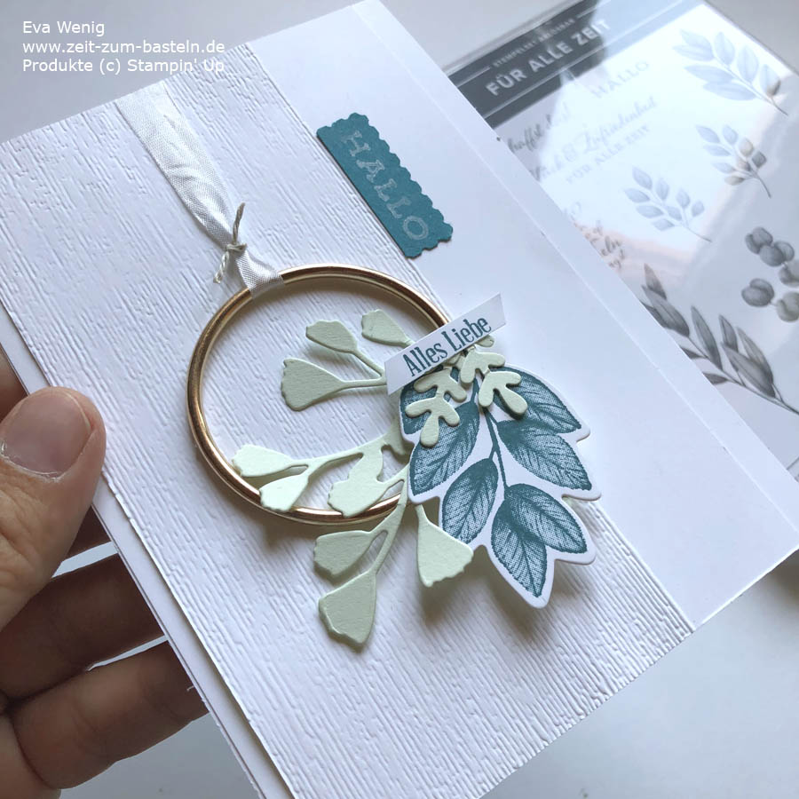 Ewiges Grün mit pfauengrün, dazu ein Hoop, alles von Stampin Up