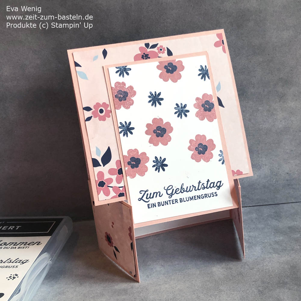 Dutch fold card mit DP Papierblüten und Videoanleitung